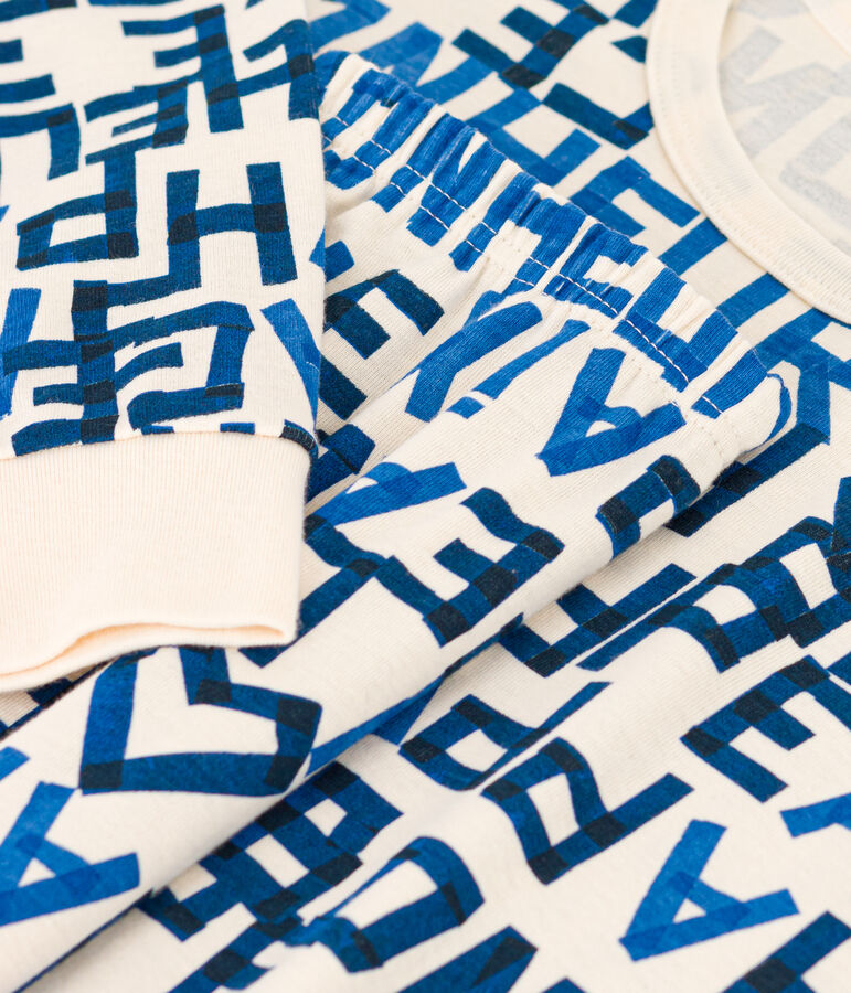 Pyjama mots bleus gar&ccedil;on en coton blanc AVALANCHE/ MULTICO