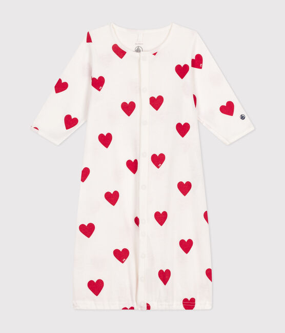 Combisac cœur en coton bébé blanc MARSHMALLOW/rouge TERKUIT