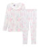Pyjama petite fille coupe très ajustée en côte blanc MARSHMALLOW/blanc MULTICO