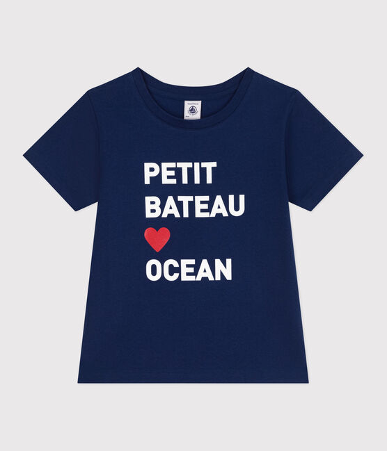 Teeshirt enfant mixte en coton manches courtes imprimé bleu MEDIEVAL