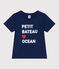 Teeshirt enfant mixte en coton manches courtes imprimé bleu MEDIEVAL