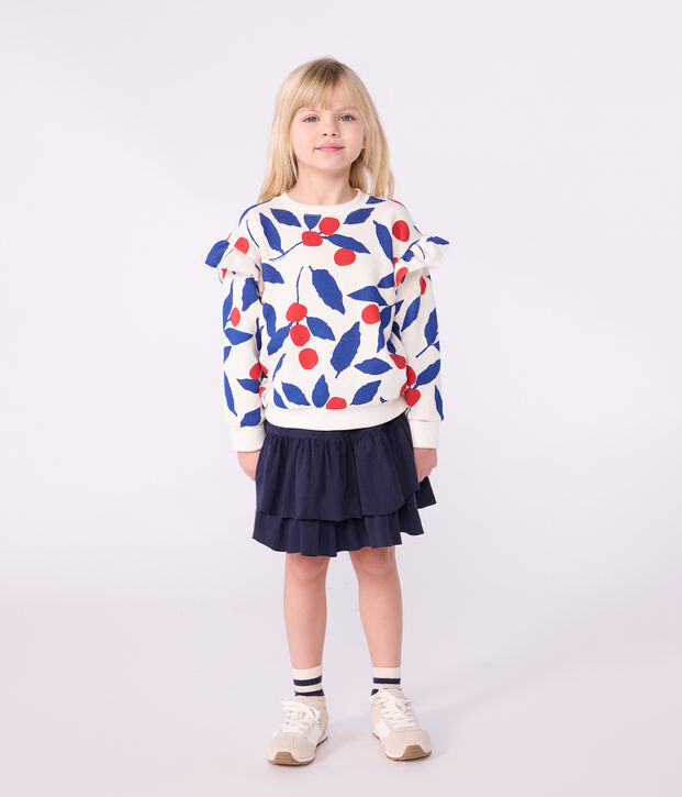 Sweatshirt enfant en coton imprim&eacute; &eacute;cru/multicouleur