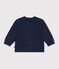 Cardigan b&eacute;b&eacute; en tricot laine et coton uni bleu marine