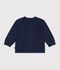 Cardigan b&eacute;b&eacute; en tricot laine et coton uni bleu marine