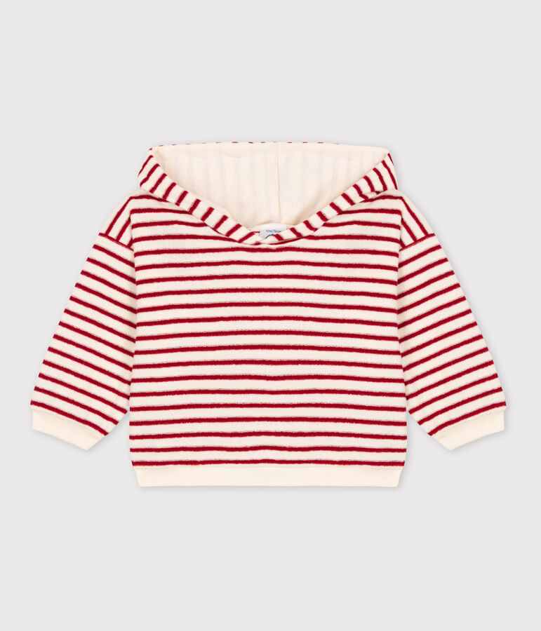 Sweatshirt &agrave; capuche b&eacute;b&eacute; en bouclette &eacute;ponge blanc AVALANCHE/ STOP