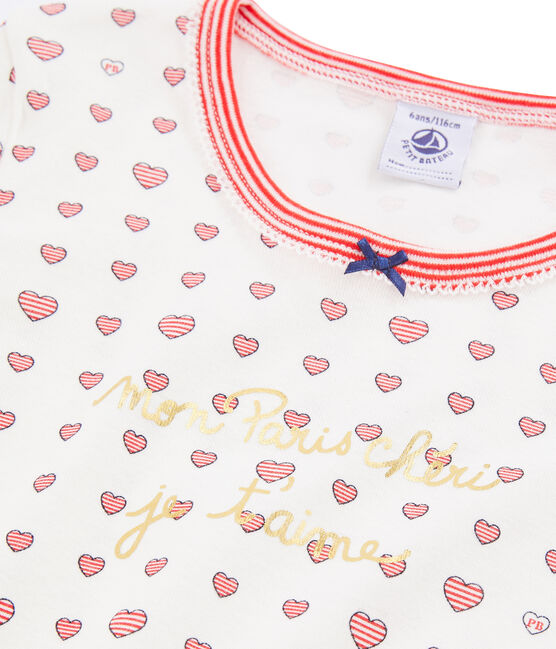 Pyjacourt petite fille coupe très ajustée blanc MARSHMALLOW/blanc MULTICO