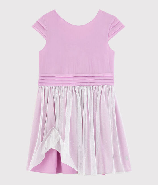 Robe cérémonie en crêpe et tulle enfant fille rose BOHEME