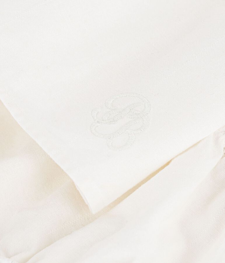 Robe b&eacute;b&eacute; en coton/lin avec son bloomer, avec d&eacute;tail brod&eacute; blanc MARSHMALLOW