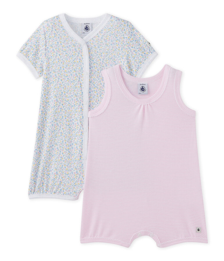 Lot de 2 combicourts b&eacute;b&eacute; fille blanc .