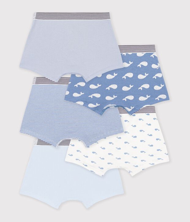 Lot de boxers enfant en coton imprim&eacute; baleines multicouleur
