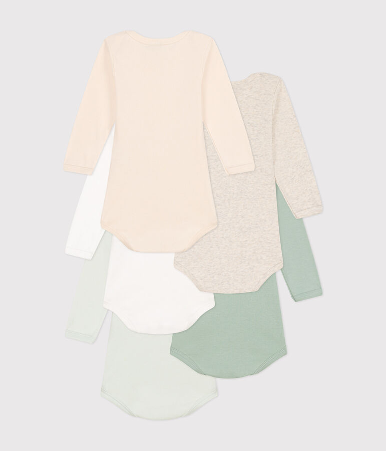 Lot de 5 bodies manches longues  en coton b&eacute;b&eacute; multicouleur