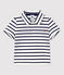 Polo manches courtes rayé marinière en jersey bébé blanc MARSHMALLOW/bleu SMOKING