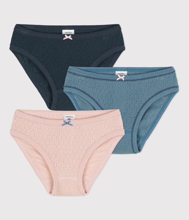 Lot de 3 culottes  en coton ajour&eacute; multicouleur