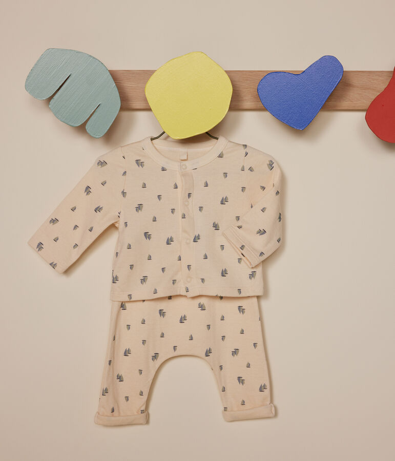 Ensemble 2 pi&egrave;ce en tubique b&eacute;b&eacute; &eacute;cru/multicouleur