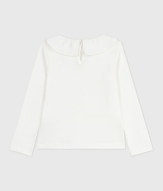 Tee-shirt enfant manches longues en coton uni blanc MARSHMALLOW