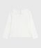 Tee-shirt enfant manches longues en coton uni blanc MARSHMALLOW