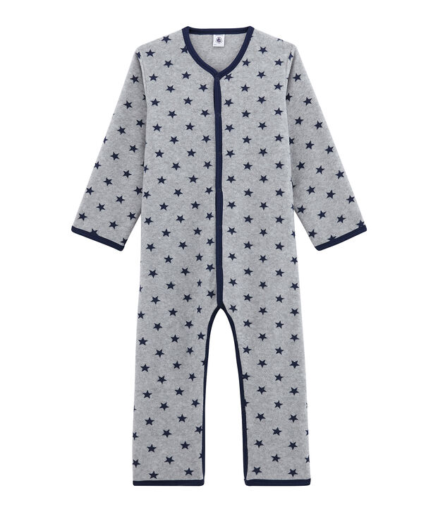 Combinaison petit gar&ccedil;on en polaire gris/bleu