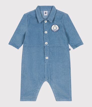 Combinaison longue bébé en velours uni, style pompiste