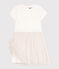 Robe enfant en coton et tulle manches courtes blanc MARSHMALLOW/rose COPPER