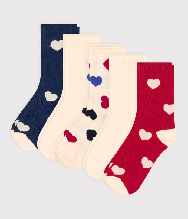 Lot de 5 paires de chaussettes coeurs enfant gar&ccedil;on-fille multicouleur