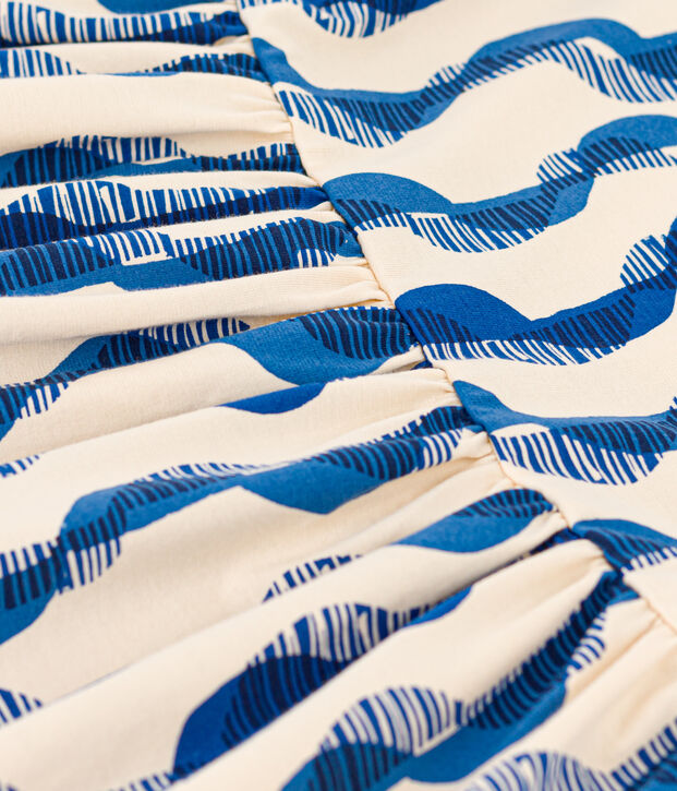 Robe manches courtes &agrave; imprim&eacute; en coton enfant fille &eacute;cru/multicouleur