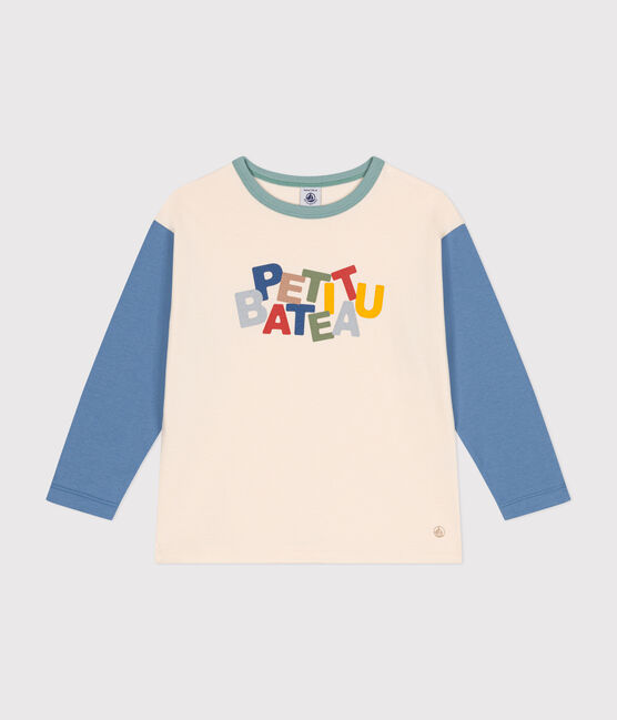 Tee-shirt manches longues en jersey fin enfant garçon blanc AVALANCHE/ MULTICO
