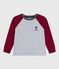 Tee-shirt enfant manches longues en coton uni gris FUMEE/ AMARANTE