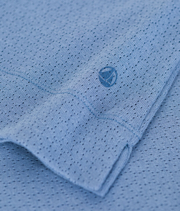 Chemise de nuit en coton ajour&eacute; femme bleu