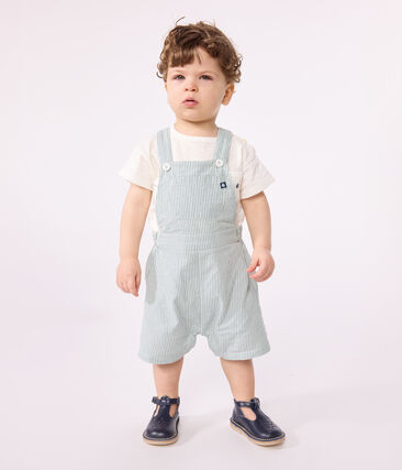 Salopette bébé en coton jambes courtes, rayée