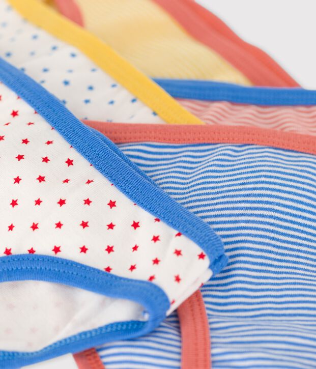 Lot de 5 culottes milleraies petite fille en coton biologique multicouleur