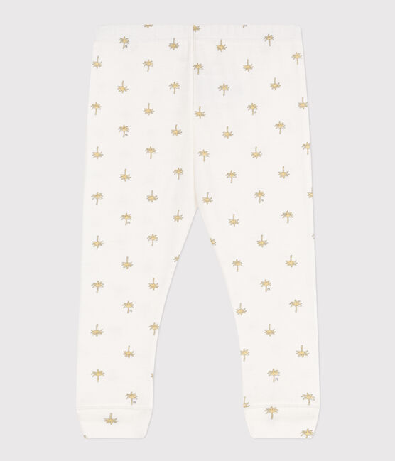 Legging bébé en coton imprimé fleuri blanc MARSHMALLOW/gris GRIS