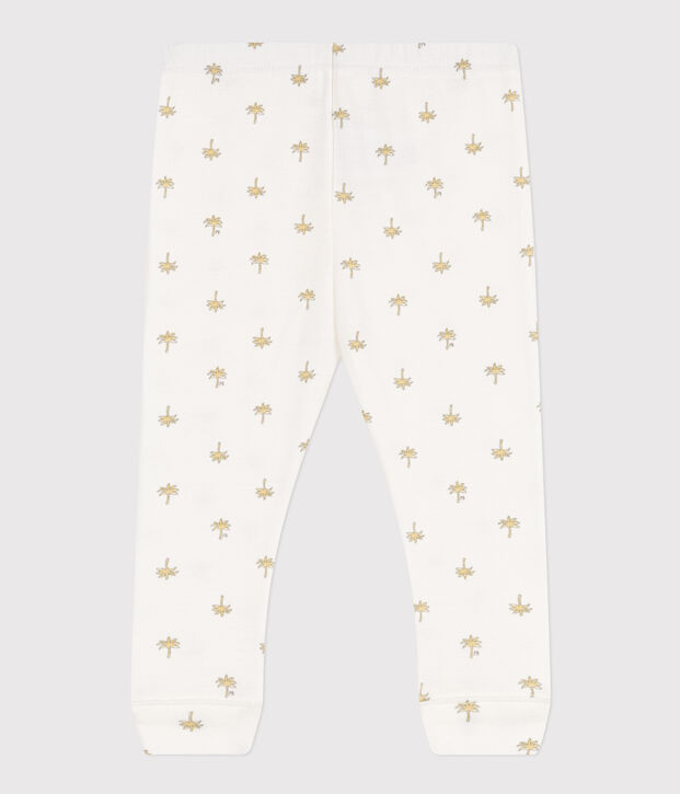 Legging b&eacute;b&eacute; en coton imprim&eacute; fleuri blanc/gris