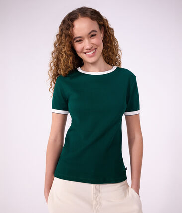 Tee-shirt femme en coton manches courtes uni