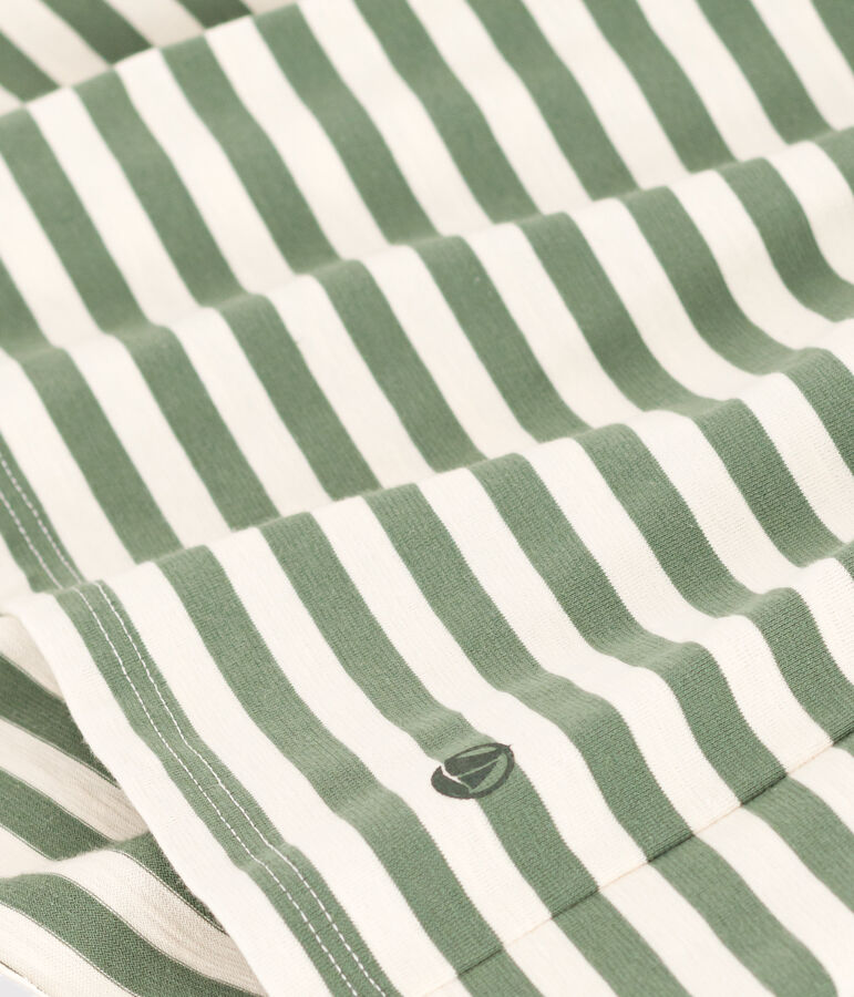 Robe ray&eacute;e manches courtes en coton enfant fille vert CROCO/ AVALANCHE