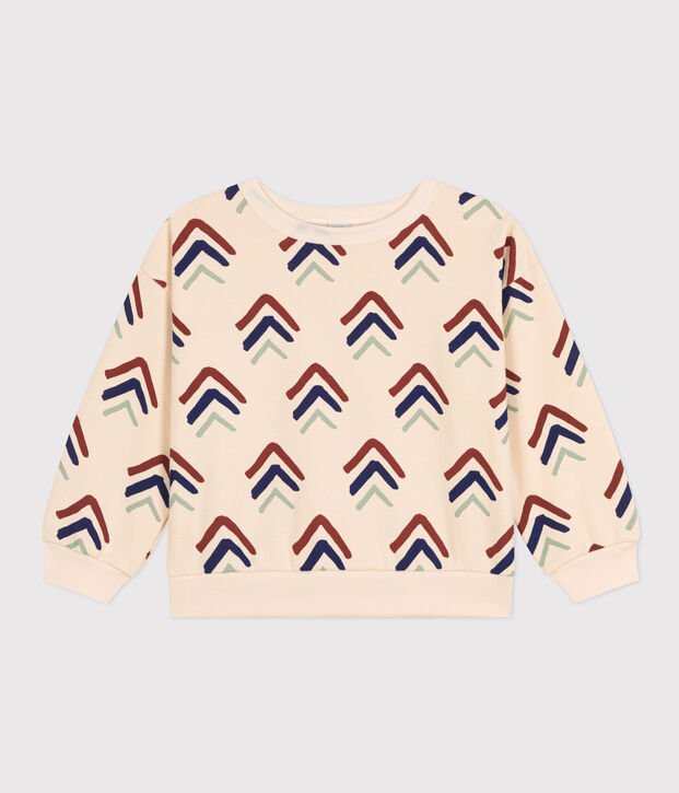 Sweatshirt imprim&eacute; en molleton enfant &eacute;cru/multicouleur