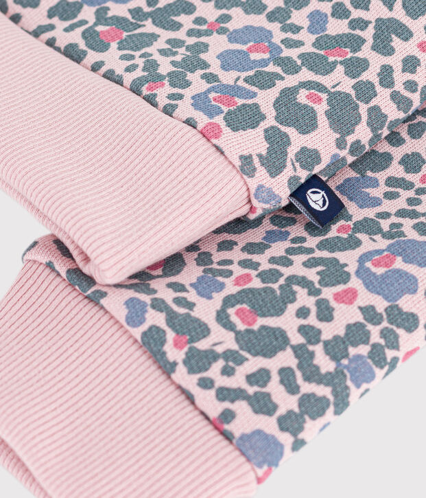 Sweatshirt enfant en coton imprim&eacute; rose/multicouleur