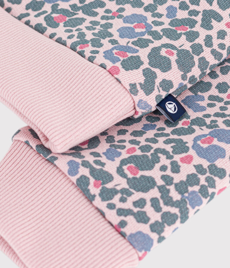 Sweatshirt enfant en coton imprim&eacute; rose JOLI/blanc MULTICO