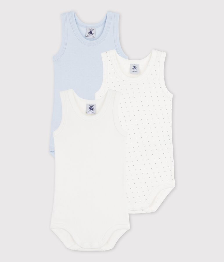 Lot de 3 bodies sans manches en coton biologique multicouleur