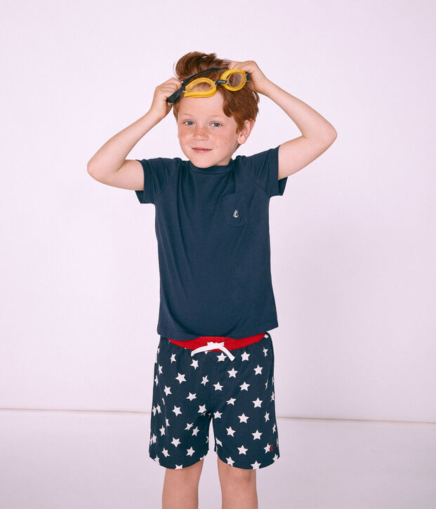 Short de plage enfant gar&ccedil;on bleu/blanc