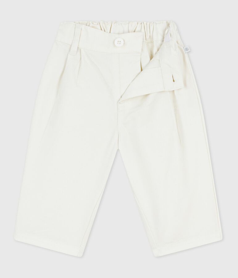 Pantalon b&eacute;b&eacute; en serge uni blanc MARSHMALLOW