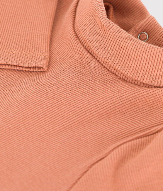 Body manches longues col roulé en coton bébé rose SIENNA
