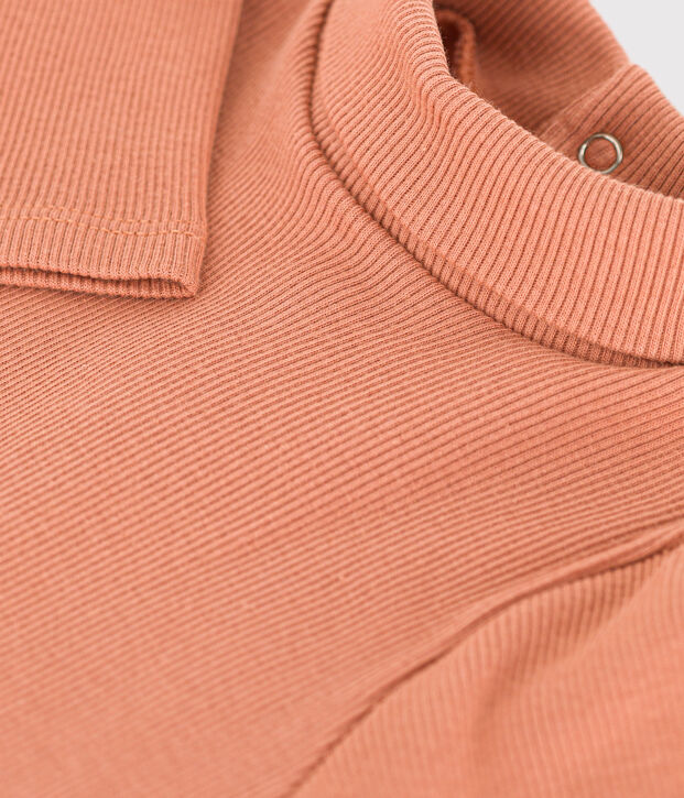 Body manches longues col roul&eacute; en coton b&eacute;b&eacute; rose