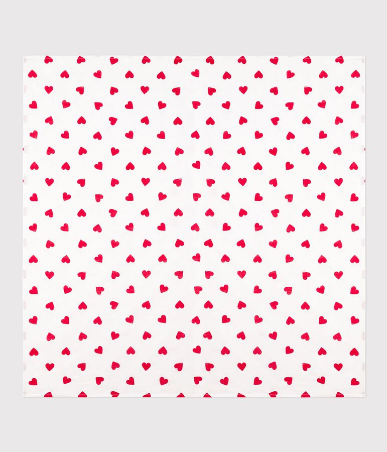 Lange b&eacute;b&eacute; en coton imprim&eacute; c&oelig;ur rouge blanc MARSHMALLOW/rouge TERKUIT