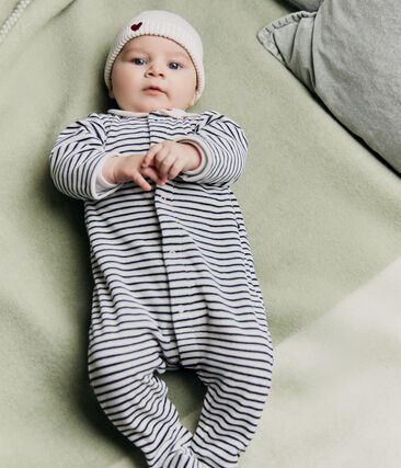Pyjama bébé en velours à col imprimé