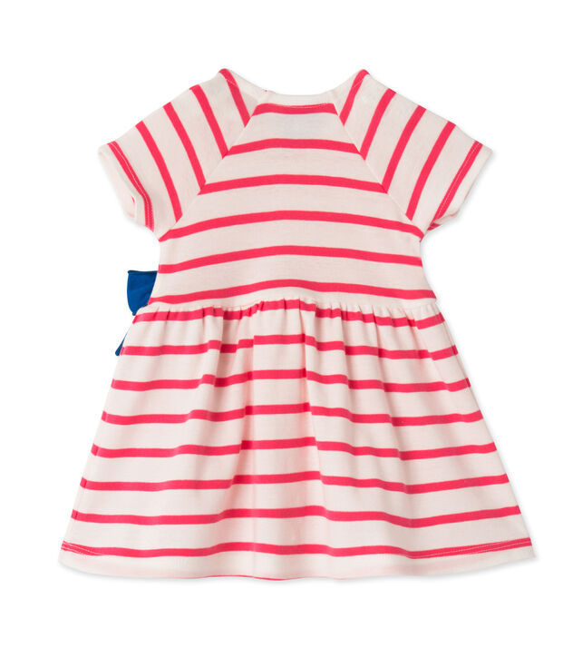 Robe b&eacute;b&eacute; fille ray&eacute;e blanc/rose