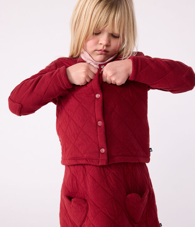Cardigan enfant en coton uni rouge