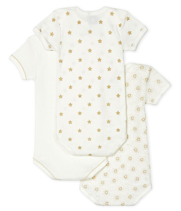 Trio de bodies manches courtes b&eacute;b&eacute; fille multicouleur
