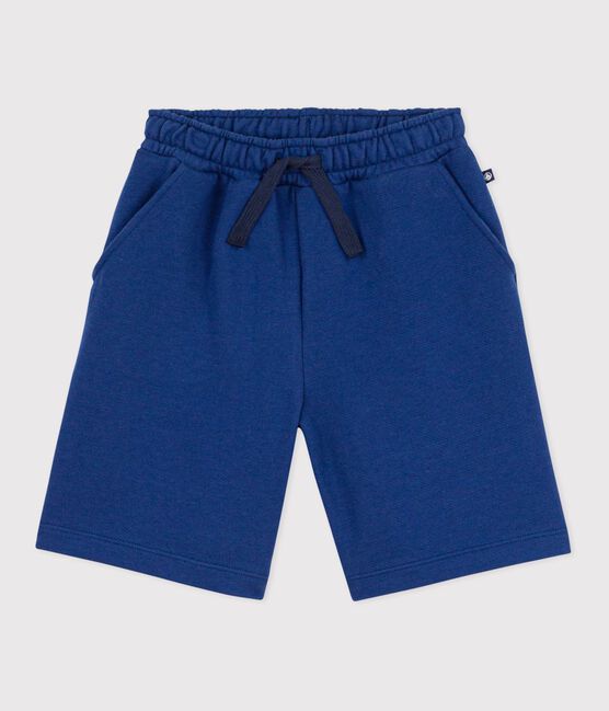 Bermuda short enfant en coton uni bleu CREPUSCULE