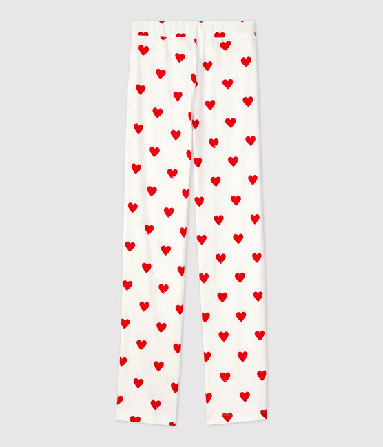 Pantalon en coton BIO Femme blanc MARSHMALLOW/rouge TERKUIT