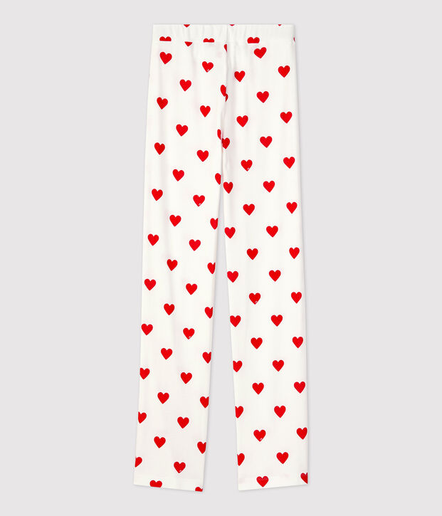 Pantalon en coton BIO Femme blanc/rouge